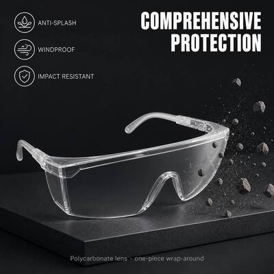 Quality  Custom Dust Clear Dark Lens Shield Trendy ANSI Z87 Unisex Impact Resistant Polycarbonate Safety Glasses Anti Fog Scratch Resistant Wrap Around Folding Wing Eye Protection Lab Work Construction Outdoor factory