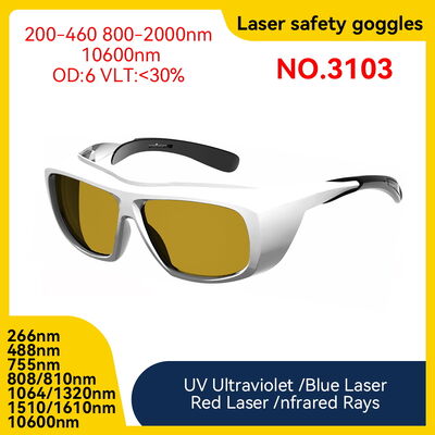 200-480nm 750-2000nm 10600 OD6 Laser Protective Goggles 450nm Fiber Nd YAG Laser  Diode Machine Laser Blocking Glasses