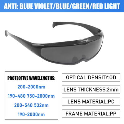 OD7+ OD6+ OD8+ ANSI Z87.1 CE EN166 Laser Safety Glasses Multi Wavelength Laser Protective Glasses