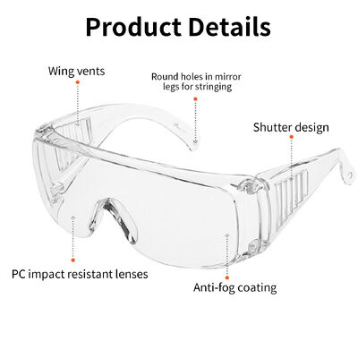 ANSI Z87.1 Anti Fog Safety Glasses Clear Polycarbonate With Side Shields for Industrial Work Men Women