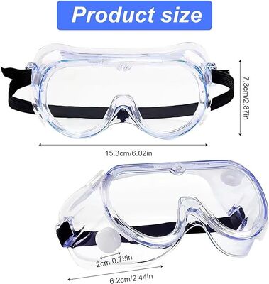 Anti-Fog Protective Clear Lens Wide-Vision Adjustable Chemical Splash Eye Protection Soft Lightweight Safety Goggles Glasses