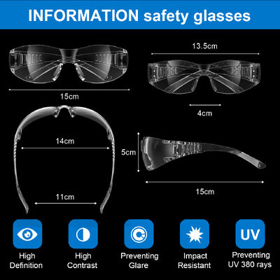 Safety Clear UV400 Protective Prescription Lab Medical Glass Gafas De Seguridad Industrial Z87 Safety Goggles Fit Over Glasses