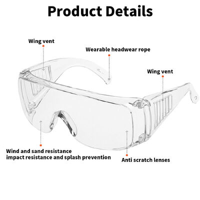 Tactical Sunglasses Prescription Protective Eye Wear PC Unisex UV400 Custom Square Anti Fog Clear Wrap Invisible Ink Goggles