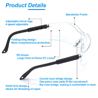 OEM Custom Logo Anti-UV Proof Anti Fog Scratch Z-87 En 166 Style  Indoor Eye Protection Goggles Clear Safety Glasses