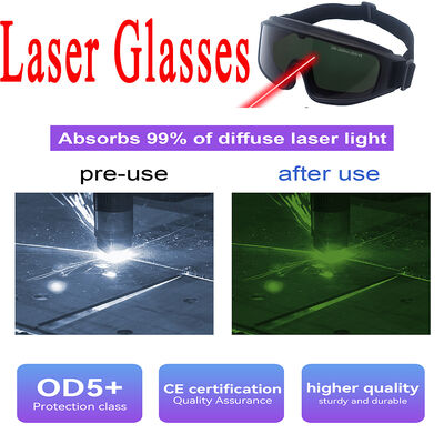 For laser Optical safety goggles OD3 OD5 190-480nm high absorption protective glasses UV laser safety lenses Laser pointer safety 532nm green laser Eye injury prevention Laser hazard control for laser