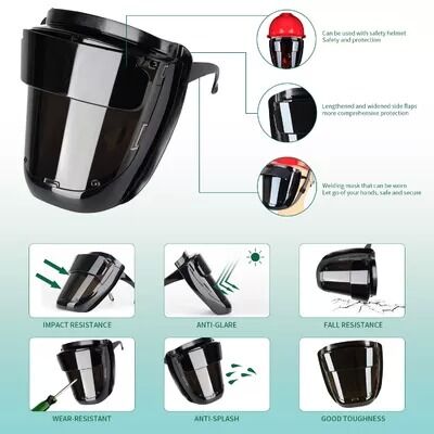 Auto Darkening Welding Helmet Heat Resistant Face Shield Double Protection Solar Powered Variable Shade LCD IR Safety Welder Mask Welding Hood for Men Women Workshop Industrial Construction Grinding