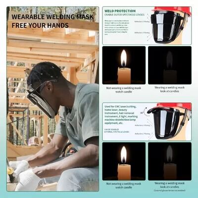 Auto Darkening Welding Helmet Heat Resistant Face Shield Double Protection Solar Powered Variable Shade LCD IR Safety Welder Mask Welding Hood for Men Women Workshop Industrial Construction Grinding