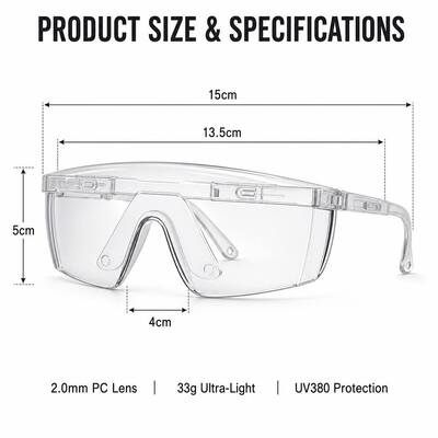 Industrial Protection Lenses Prescription Goggles CE ANSI Z87.1 Fashion Anti Fog Dust Working Stylish Clear Safety Glasses UV Protection Anti Scratch Anti Impact Indirect Vents Wrap Around Lightweight