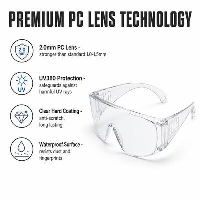 Industrial Protection Lenses Prescription Goggles CE ANSI Z87.1 Fashion Anti Fog Dust Working Stylish Clear Safety Glasses UV Protection Anti Scratch Anti Impact Indirect Vents Wrap Around Lightweight