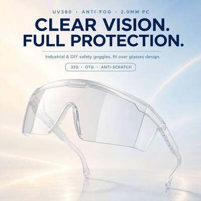 Industrial Protection Lenses Prescription Goggles CE ANSI Z87.1 Fashion Anti Fog Dust Working Stylish Clear Safety Glasses UV Protection Anti Scratch Anti Impact Indirect Vents Wrap Around Lightweight