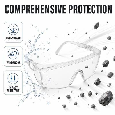 Industrial Protection Lenses Prescription Goggles CE ANSI Z87.1 Fashion Anti Fog Dust Working Stylish Clear Safety Glasses UV Protection Anti Scratch Anti Impact Indirect Vents Wrap Around Lightweight