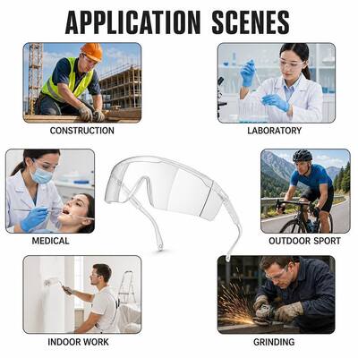 Industrial Protection Lenses Prescription Goggles CE ANSI Z87.1 Fashion Anti Fog Dust Working Stylish Clear Safety Glasses UV Protection Anti Scratch Anti Impact Indirect Vents Wrap Around Lightweight