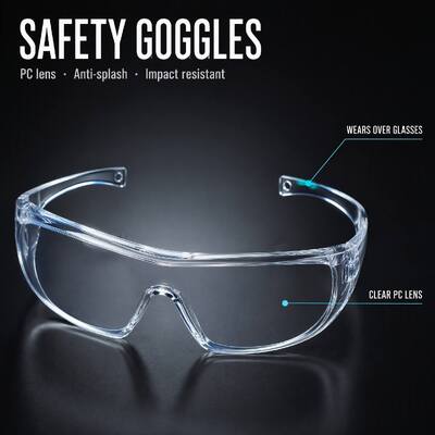 Safety Goggles Anti Fog Windproof Dustproof Eyewear Clear Protective Glasses for Laboratory Construction Personal Care Woodwork Anti Scratch UV Protection Prescription Glasses Adjustable for Men Women