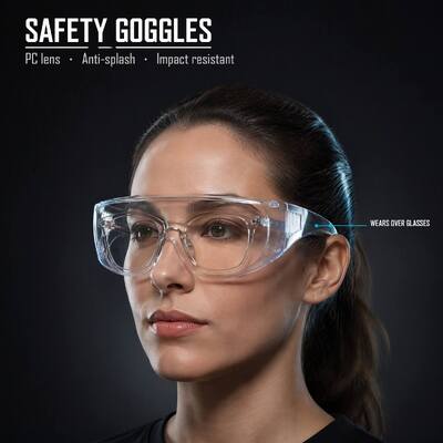 Safety Goggles Anti Fog Windproof Dustproof Eyewear Clear Protective Glasses for Laboratory Construction Personal Care Woodwork Anti Scratch UV Protection Prescription Glasses Adjustable for Men Women