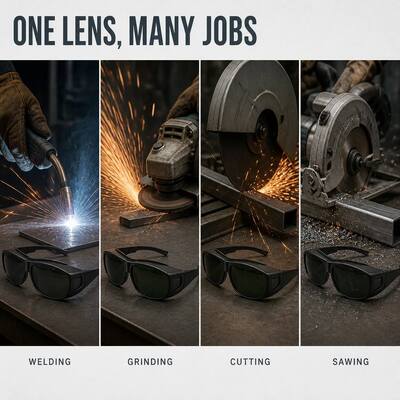 Safety Wrap-Around Welding Lens Shade 5 6-12 Anti-Scratch UV Laser Protective Welding Glasses Compact Cutting Grinding Goggles, Impact-Resistant Adjustable Industrial Work Lightweight Anti-Fog Coating
