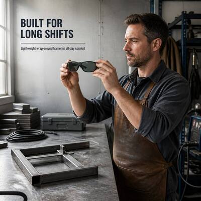 Safety Wrap-Around Welding Lens Shade 5 6-12 Anti-Scratch UV Laser Protective Welding Glasses Compact Cutting Grinding Goggles, Impact-Resistant Adjustable Industrial Work Lightweight Anti-Fog Coating