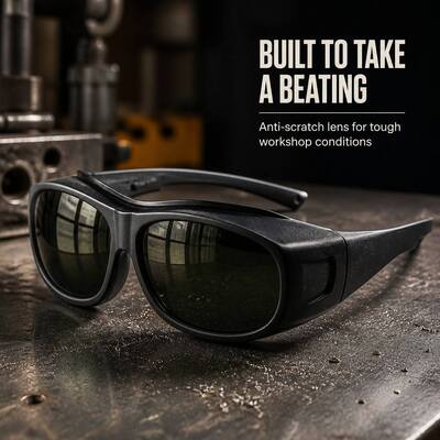 Safety Wrap-Around Welding Lens Shade 5 6-12 Anti-Scratch UV Laser Protective Welding Glasses Compact Cutting Grinding Goggles, Impact-Resistant Adjustable Industrial Work Lightweight Anti-Fog Coating