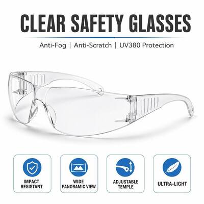 High Quality Eye protection Safety Glasses Anti-fog and Anti-scratch Lens Optical Safety Protective Glasses UV Protection Impact Resistant Clear Lightweight Comfortable Eyewear Men Women Wholesale OEM