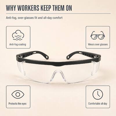 CE ANSI Z87 Eye Protection Goggles Stylish Anti Fog Anti Scratch Clear Eyewear Fashion Safety Spectacles Protective Glasses UV Resistant Industrial Construction Unisex Men Women Custom Logo Wholesale