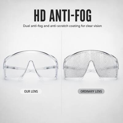 Custom Dust Clear Dark Lens Shield Trendy ANSI Z87 Unisex Impact Resistant Polycarbonate Safety Glasses Anti Fog Scratch Resistant Wrap Around Folding Wing Eye Protection Lab Work Construction Outdoor