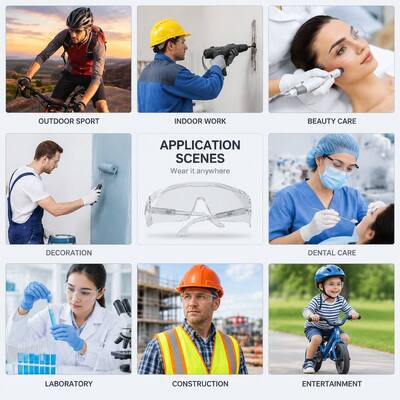 Custom Dust Clear Dark Lens Shield Trendy ANSI Z87 Unisex Impact Resistant Polycarbonate Safety Glasses Anti Fog Scratch Resistant Wrap Around Folding Wing Eye Protection Lab Work Construction Outdoor